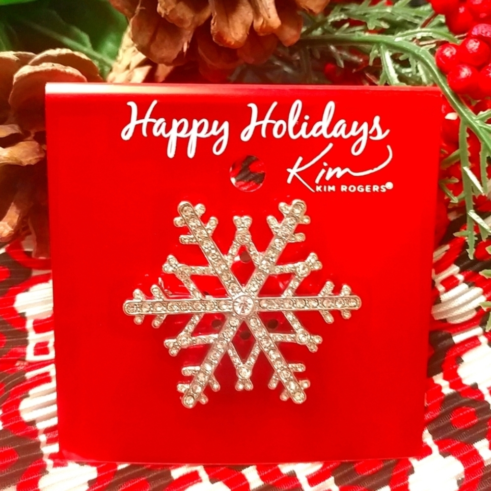 KIM ROGERS Snowflake Sparkly Brooch Pin NEW!